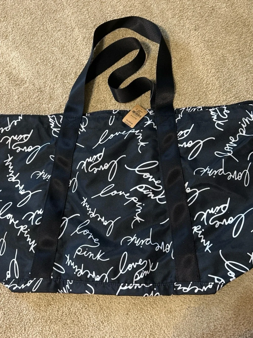 PINK Victoria's Secret Black Tote with White Script